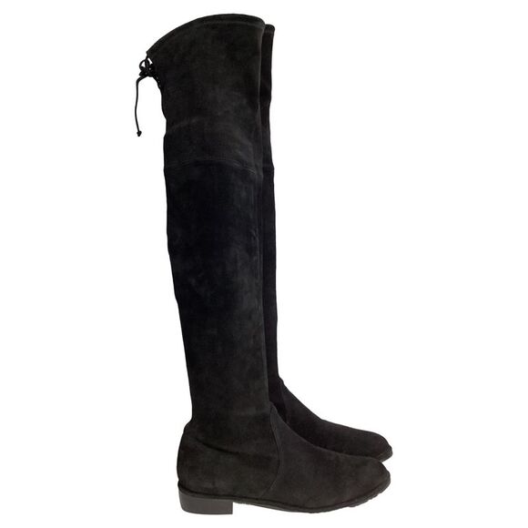Stuart Weitzman Lowland Over-The-Knee Boots in Black Suede - Picture 1 of 8